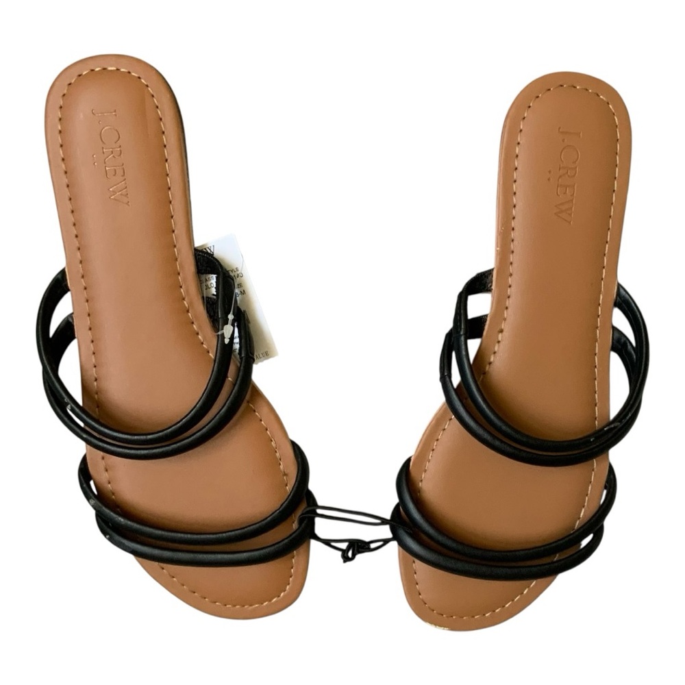 NWT J.Crew Seaside Slide Sandals Black Sz 8 AK140 - Picture 2 of 8